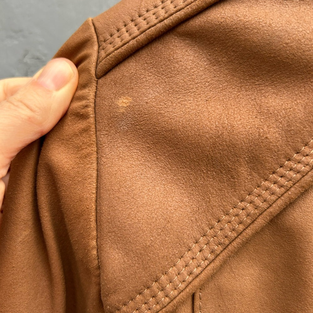 Elie Tahari Brown Andreas Lamb Leather Moto Jacket, size XL