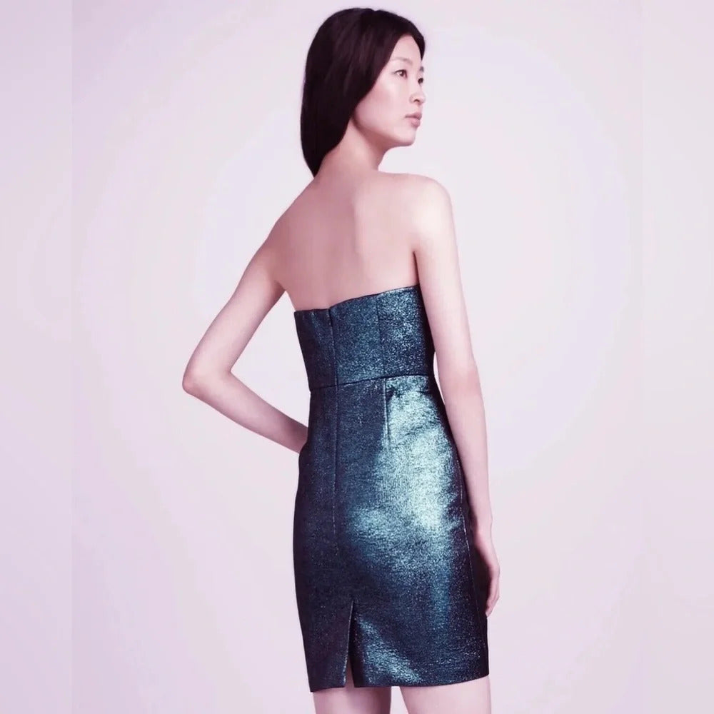 Tibi Strapless Metallic Dress, size 4