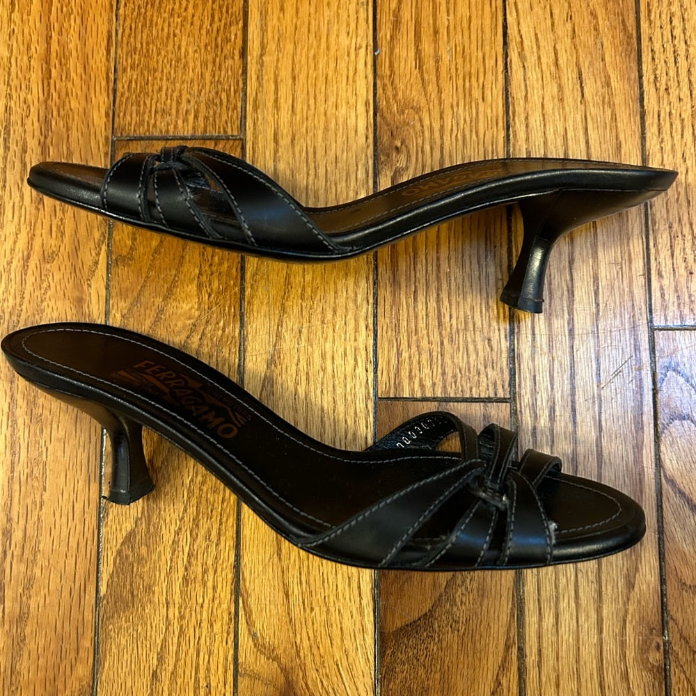 Salvatore Ferragamo Strappy Kitten Heel Sandals, size 8