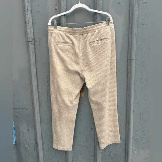 Ann Taylor Loft Taupe Striped Casual Pant (Jogger), size L