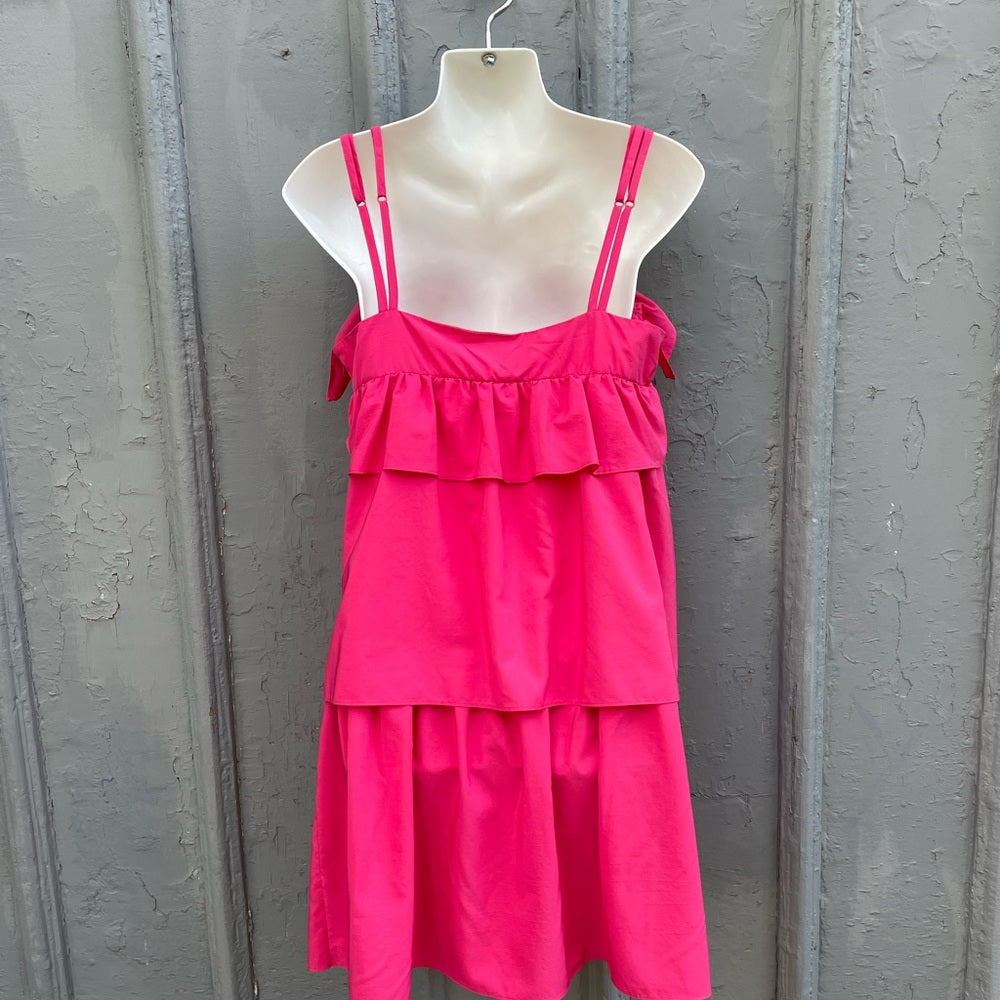 Fiorucci hot pink tiered party dress, size small