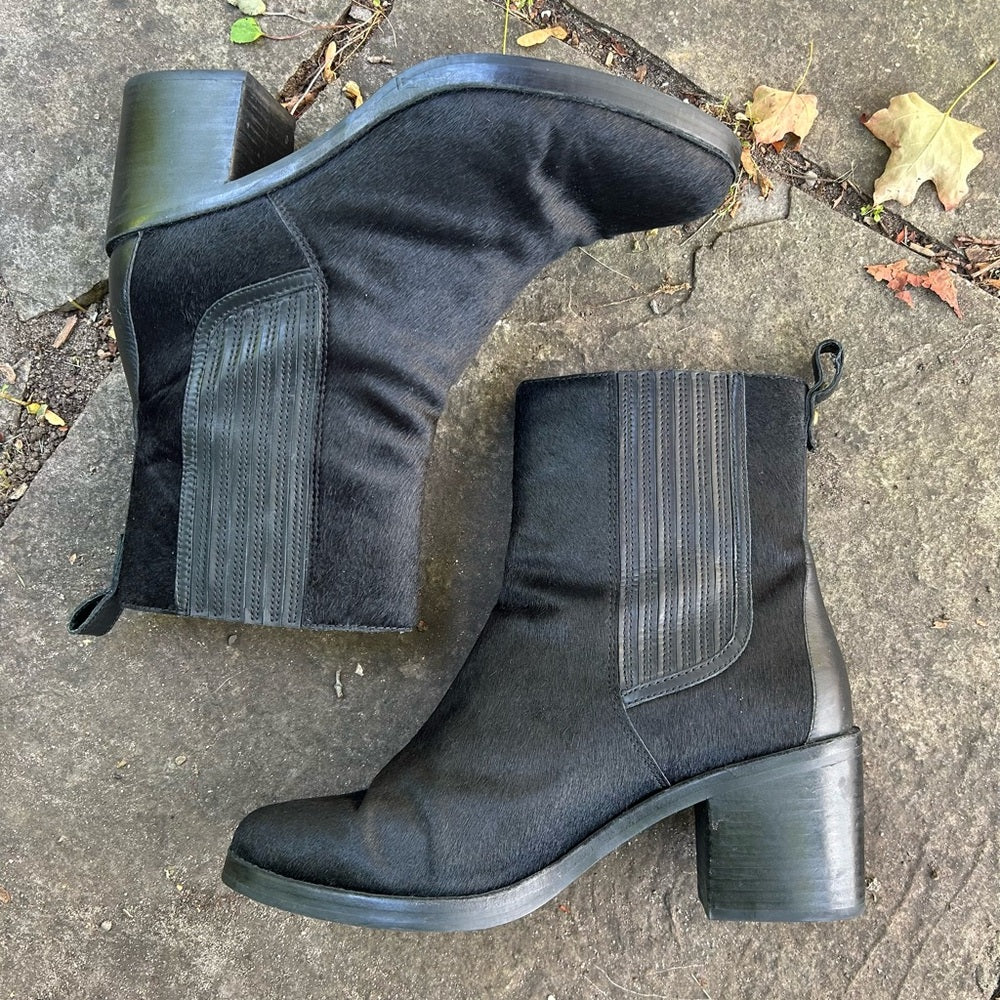 Ugg Camden Cow Hair Heeled Boot, size 12