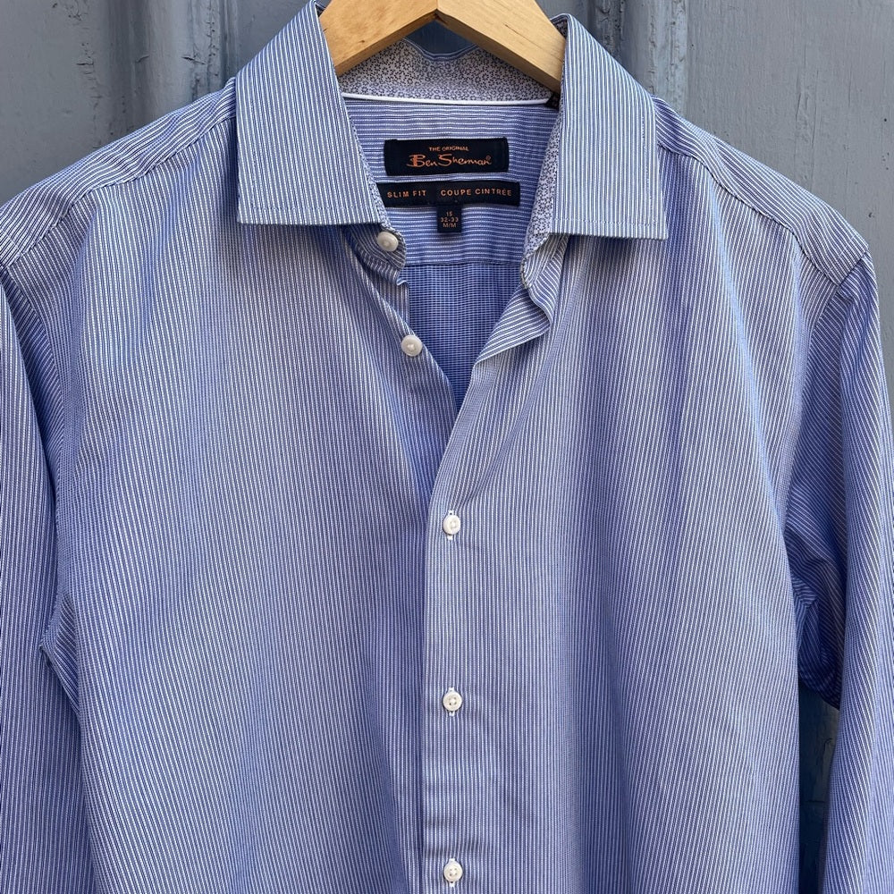 Ben Sherman Button Down Blue & White striped shirt, size M