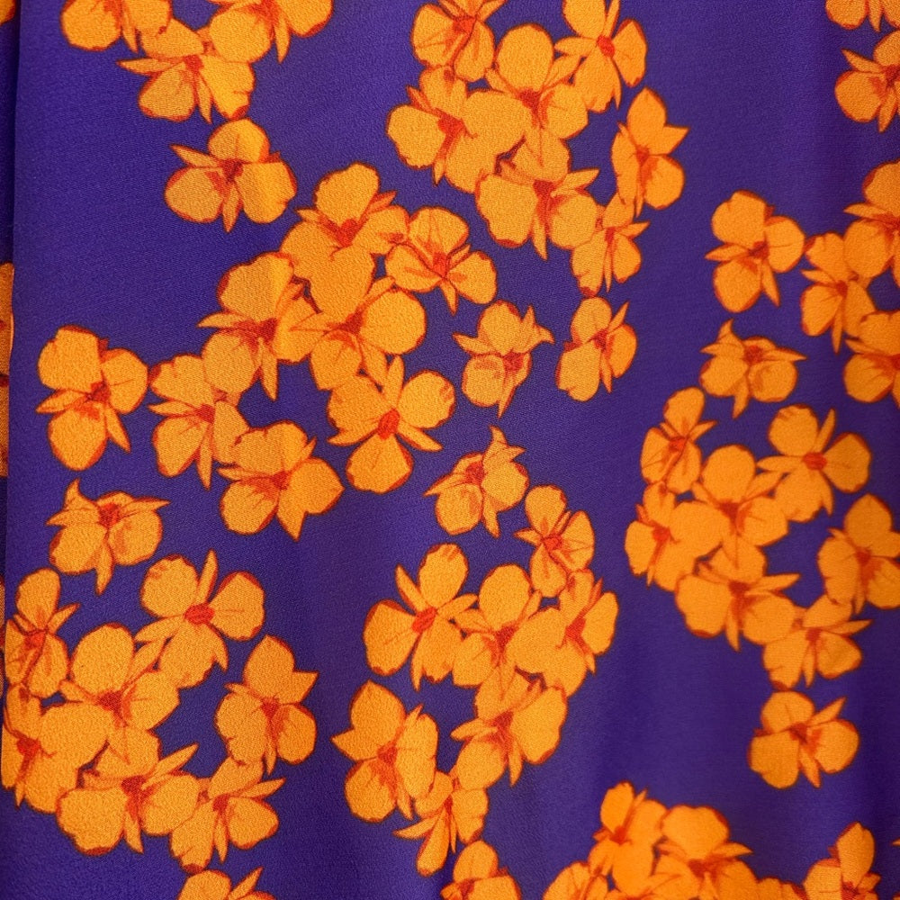 Borgo De Nora Elsa Tie Front Orange and Purple Floral Maxi Dress, size UK 10 (6)