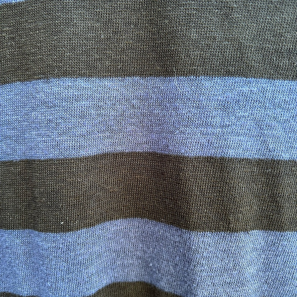 Sandro Blue Black Striped linen top with zipper, size “3” (M)