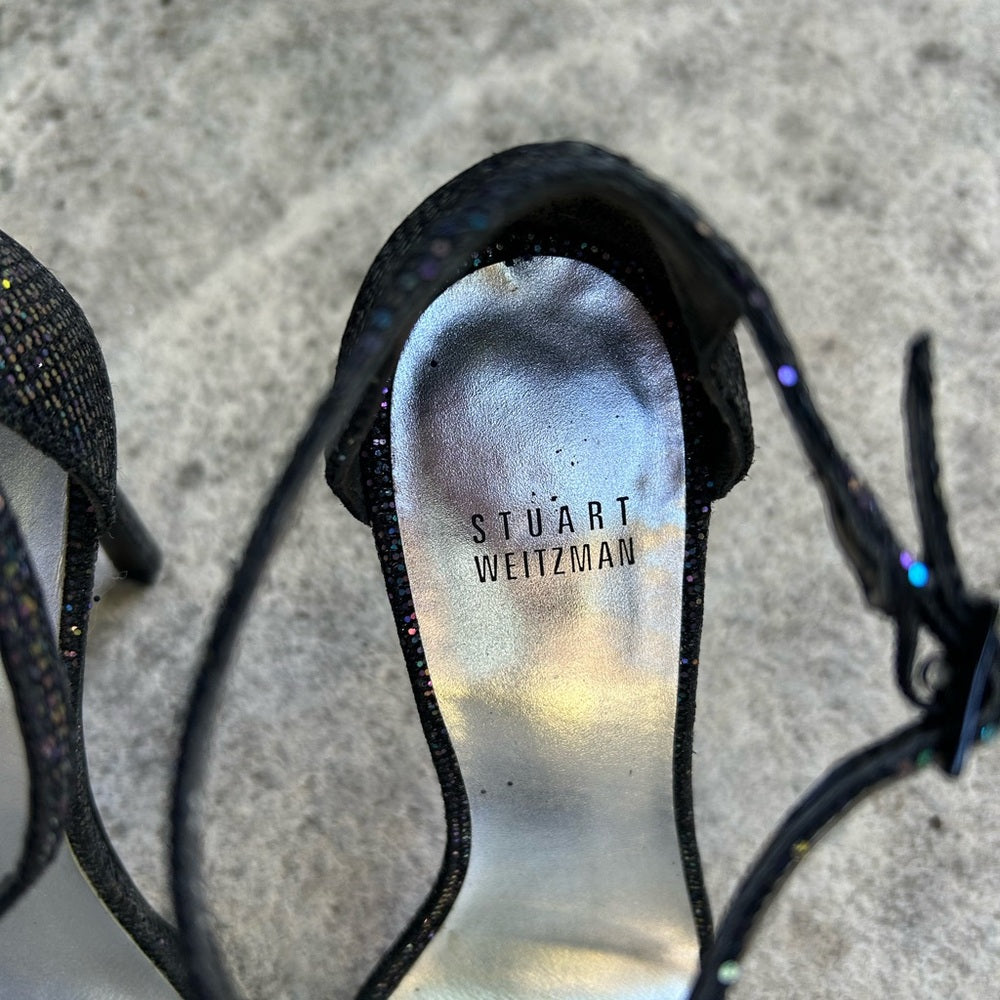 Stuart Weitzman Nudistong Glitter Heel, size 7.5