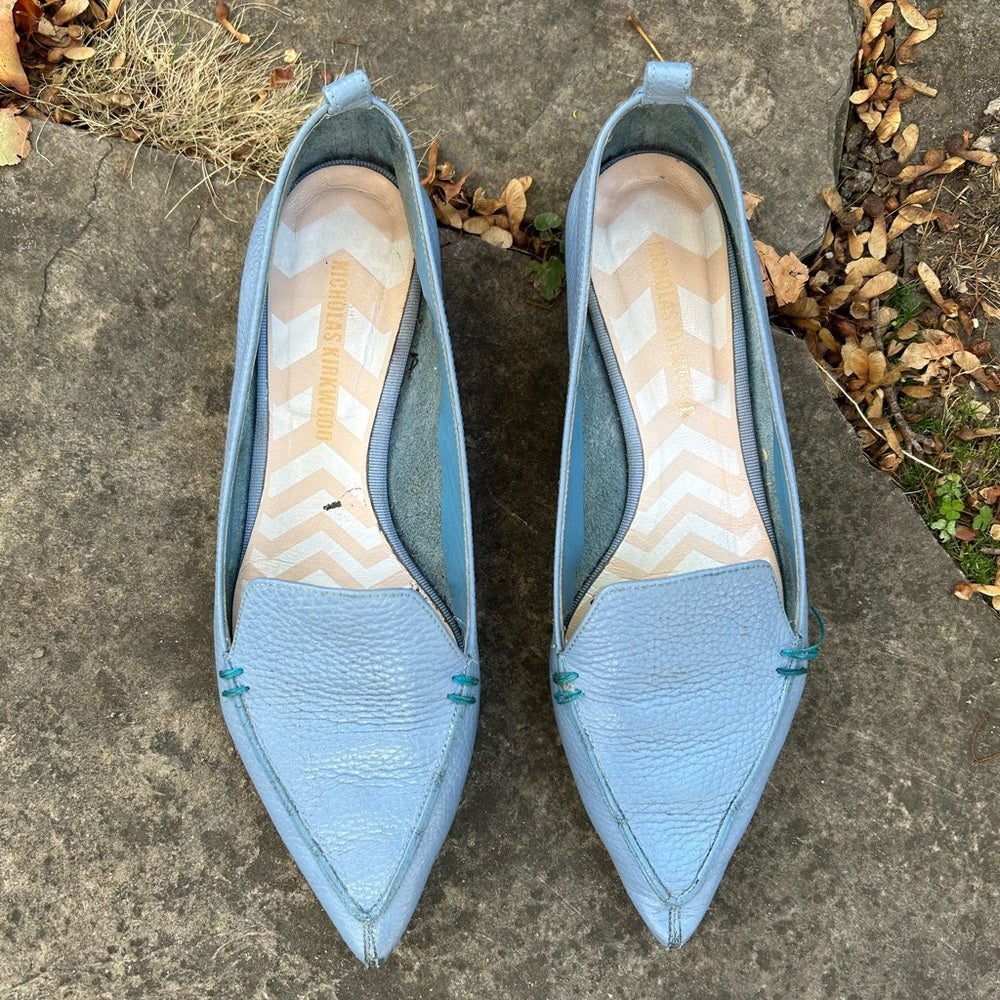 Nicholas Kirkwood Blue Beya Flat Loafer, size 38