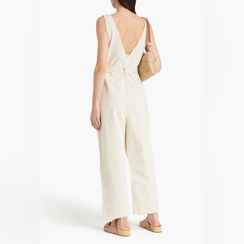 Alex Mill cream V neck denim jumpsuit, size M