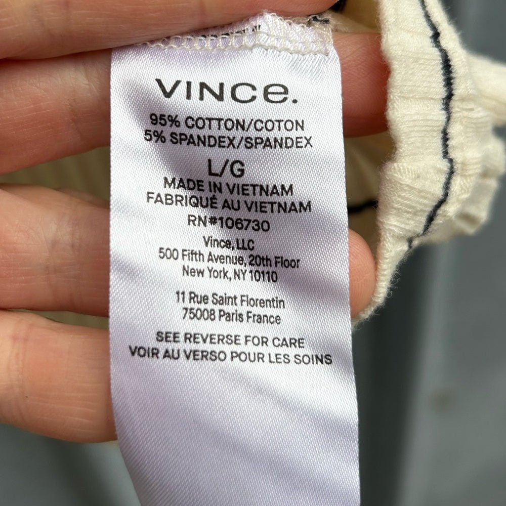 Vince Ribbed Striped Tee, Large