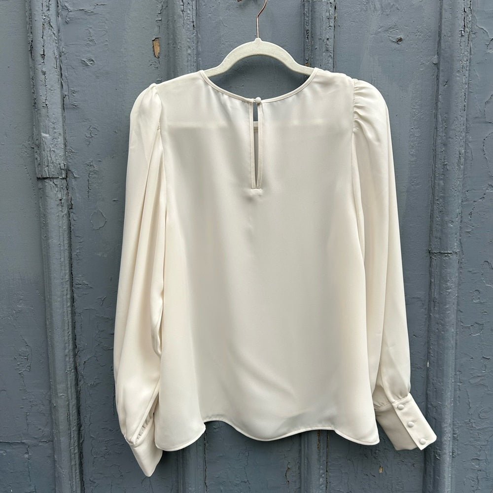 Wilfred Cream Long Sleeve Crepe Blouse, size M
