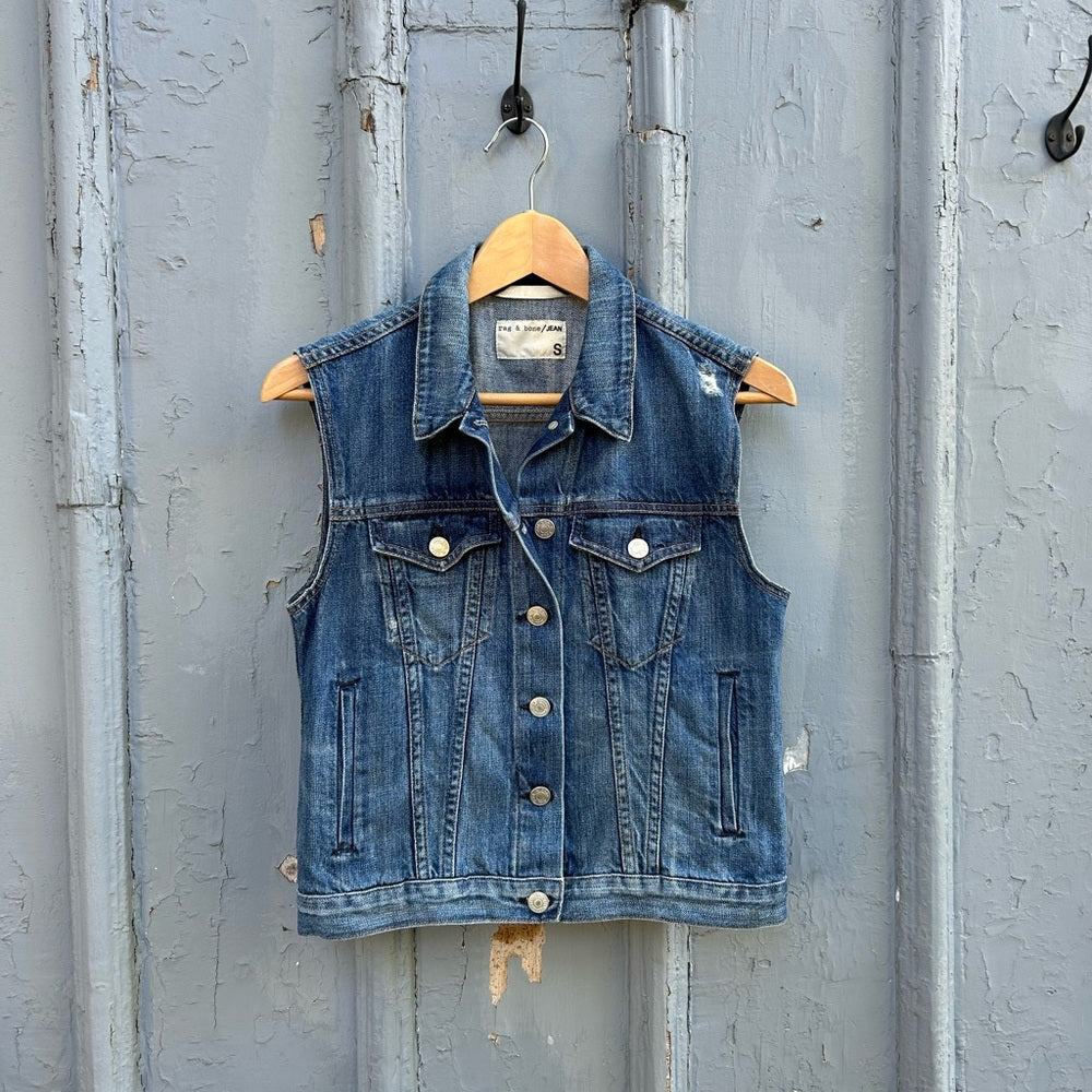 Rag and Bone Burney Denim Vest, Small