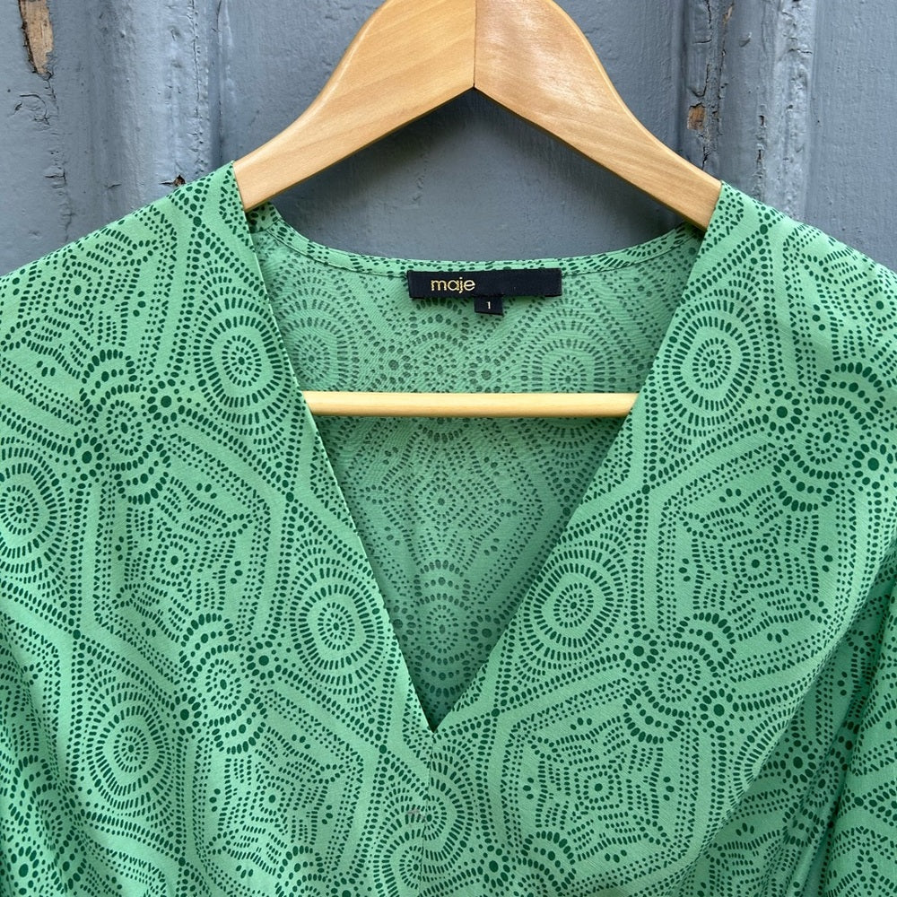 Maje Limaro Graphic-Print Woven Blouse, size 1 (Small)