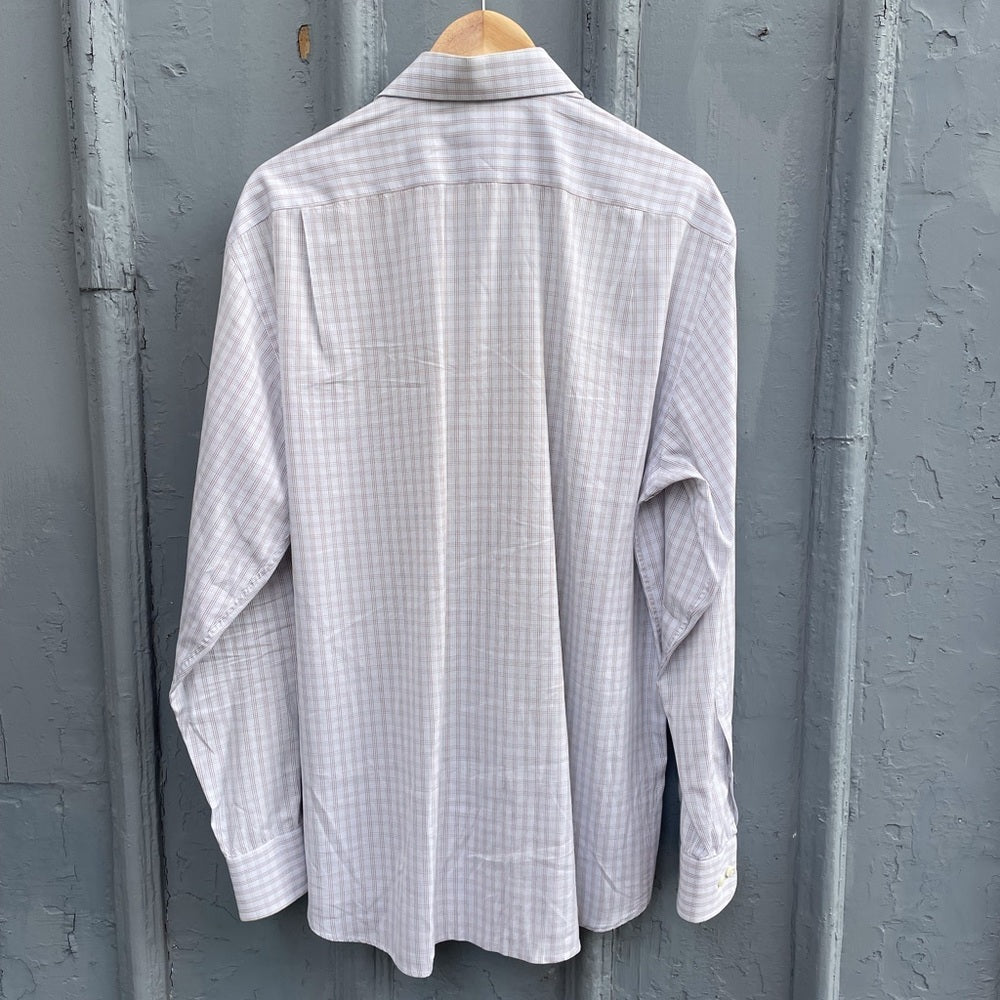 Baumler Brown White Blue Windowpane Check Button down, size 41 (16)