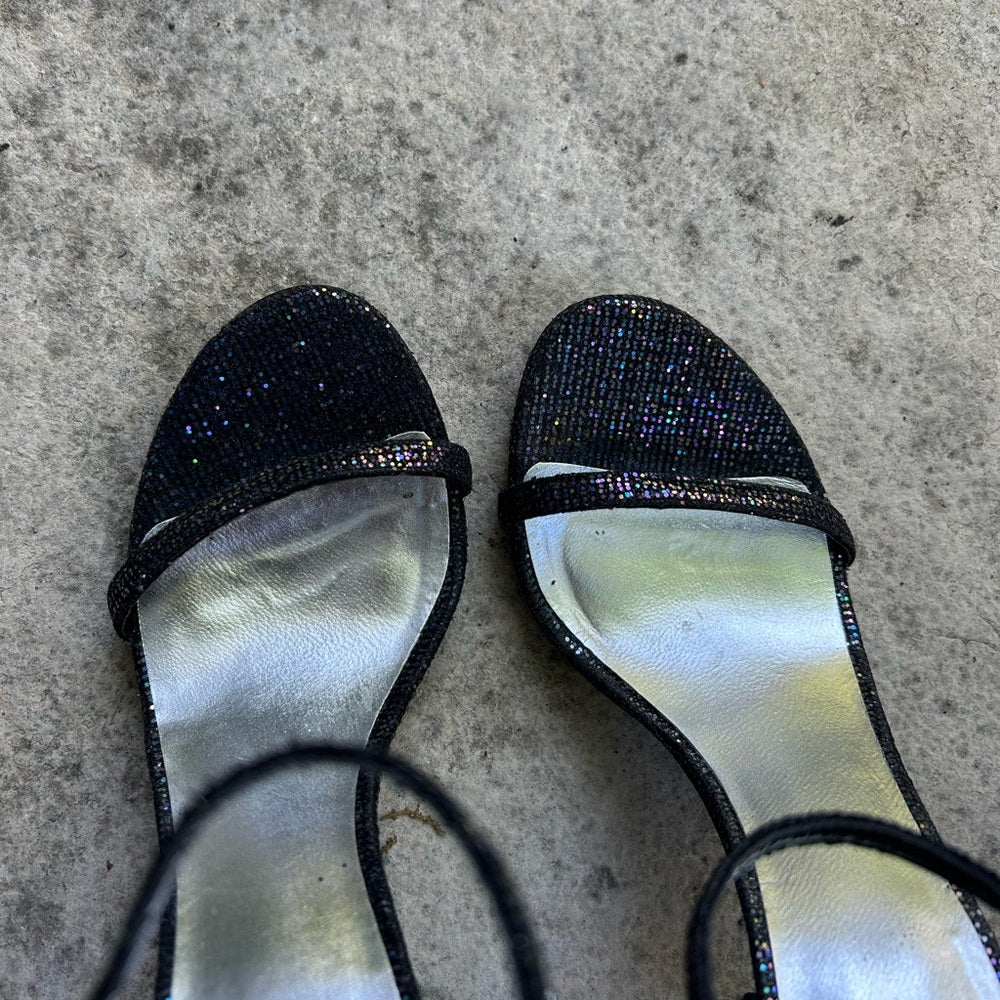 Stuart Weitzman Nudistong Glitter Heel, size 7.5
