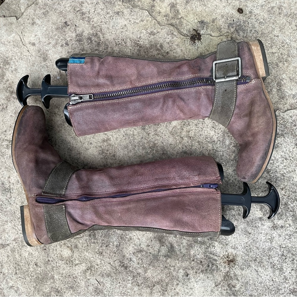 John Fluevog Radio RTP, suede zip side boots, size 6