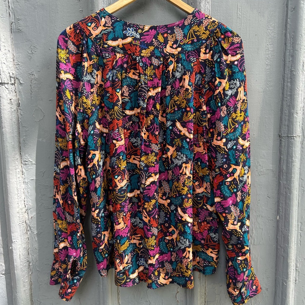 Anthropologie 25 Of 52 Conversations Forest Friends Blouse, size 12