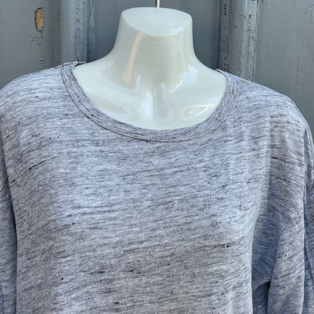 Travis Taddeo Grey Linen Long Sleeved Shirt, size S
