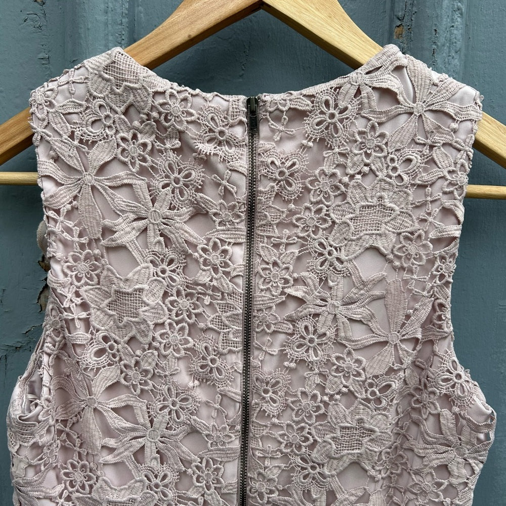 Parker Zahara Pink lace overlay Ruffle Dress, size 0