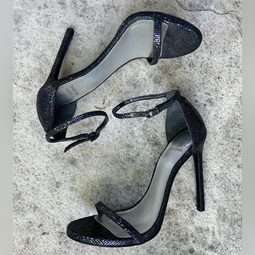 Stuart Weitzman Nudistong Glitter Heel, size 7.5
