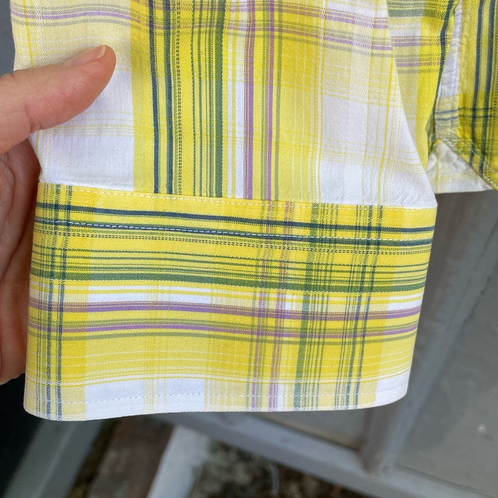 Ted Baker Yellow plaid “parag” Buttondown, size Ted 3 (Medium)