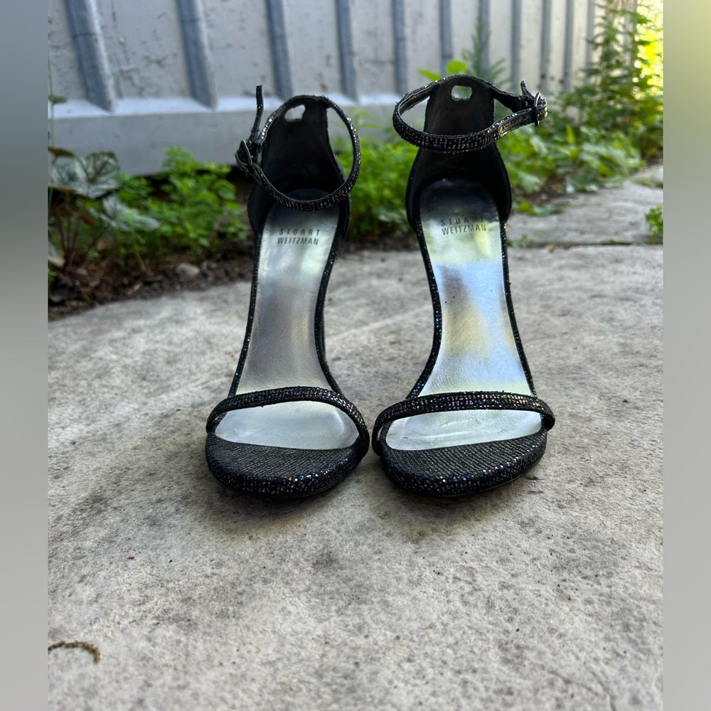 Stuart Weitzman Nudistong Glitter Heel, size 7.5