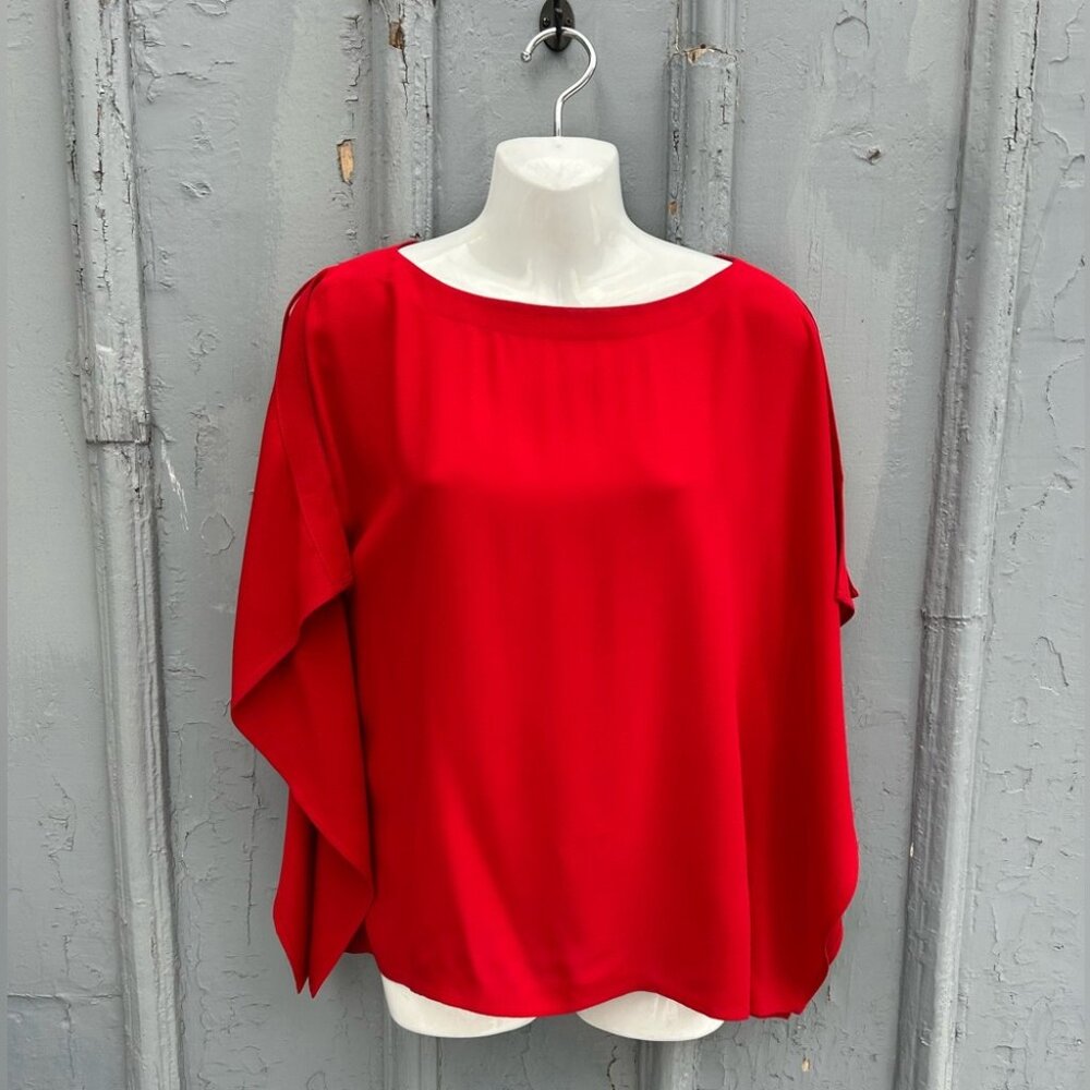 Eileen Fisher Red Cold shoulder blouse, size xxs