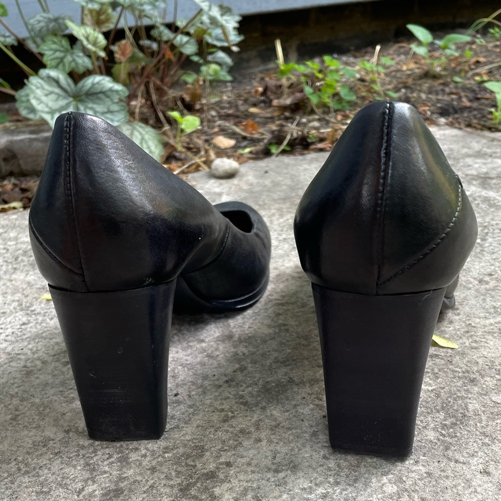 Costume National Black Pump Block Heel Shoes, size 37.5