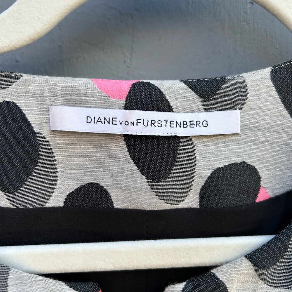 Diane Von Furstenberg New Summer Mini Animal Polka Dot Dress, size 8/10