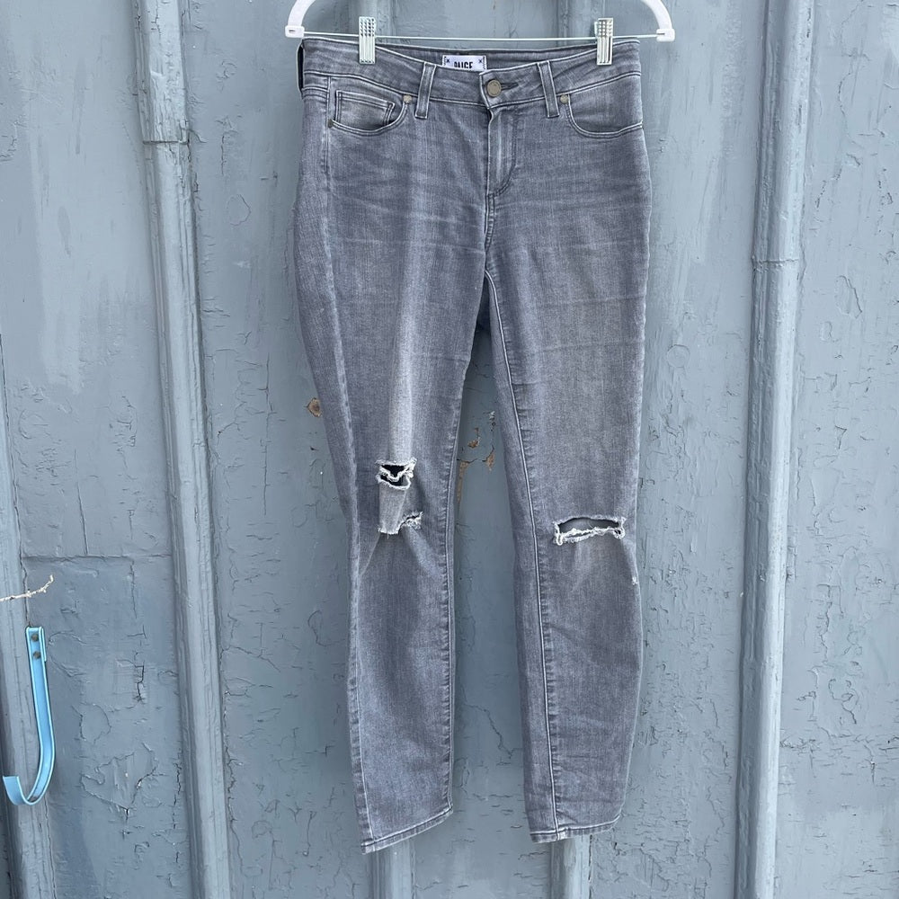 PAIGE Denim Verdugo Skinny Jeans Light Grey, size 28