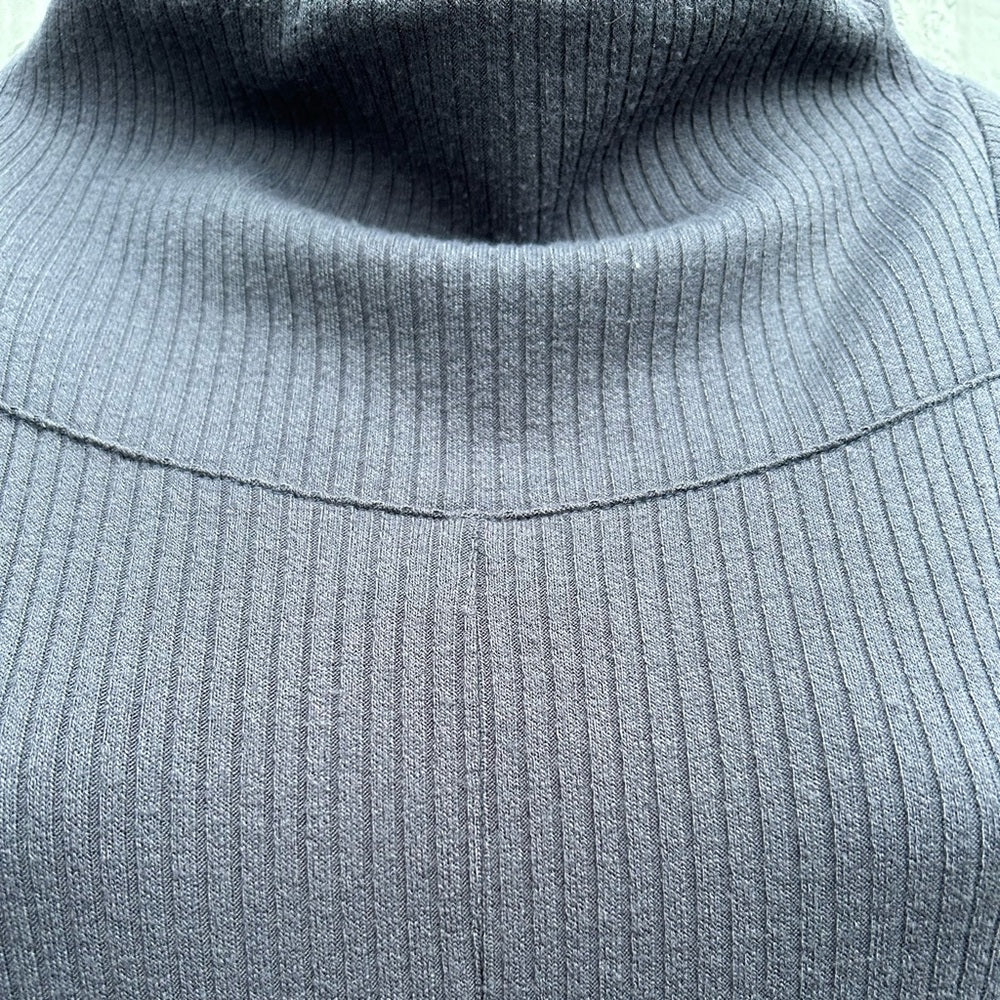 Ayrtight Modern Blue Grey Ribbed Trapeze Dress, Large