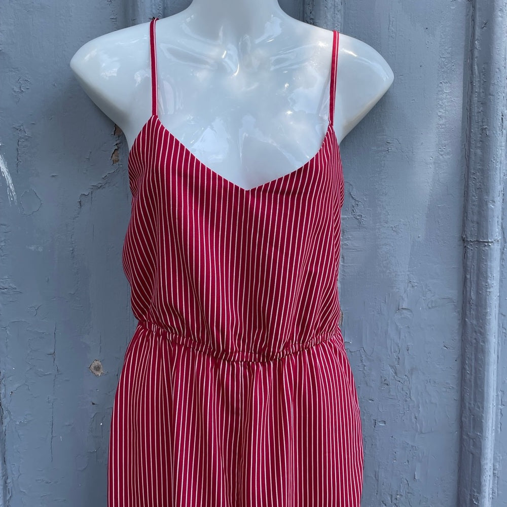 Hilary Macmillan Red Pin Stripe Jumpsuit Romper, size XS