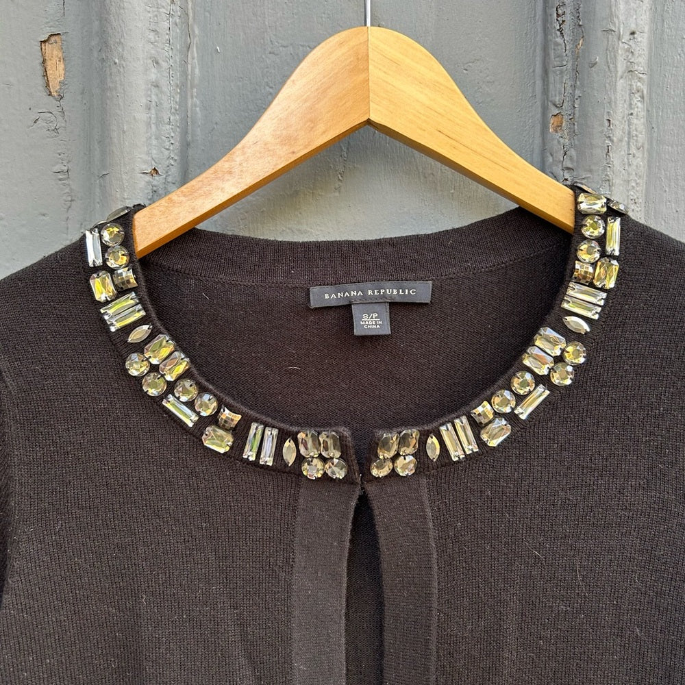 Banana Republic black with jewels wool blend cardigan, Small