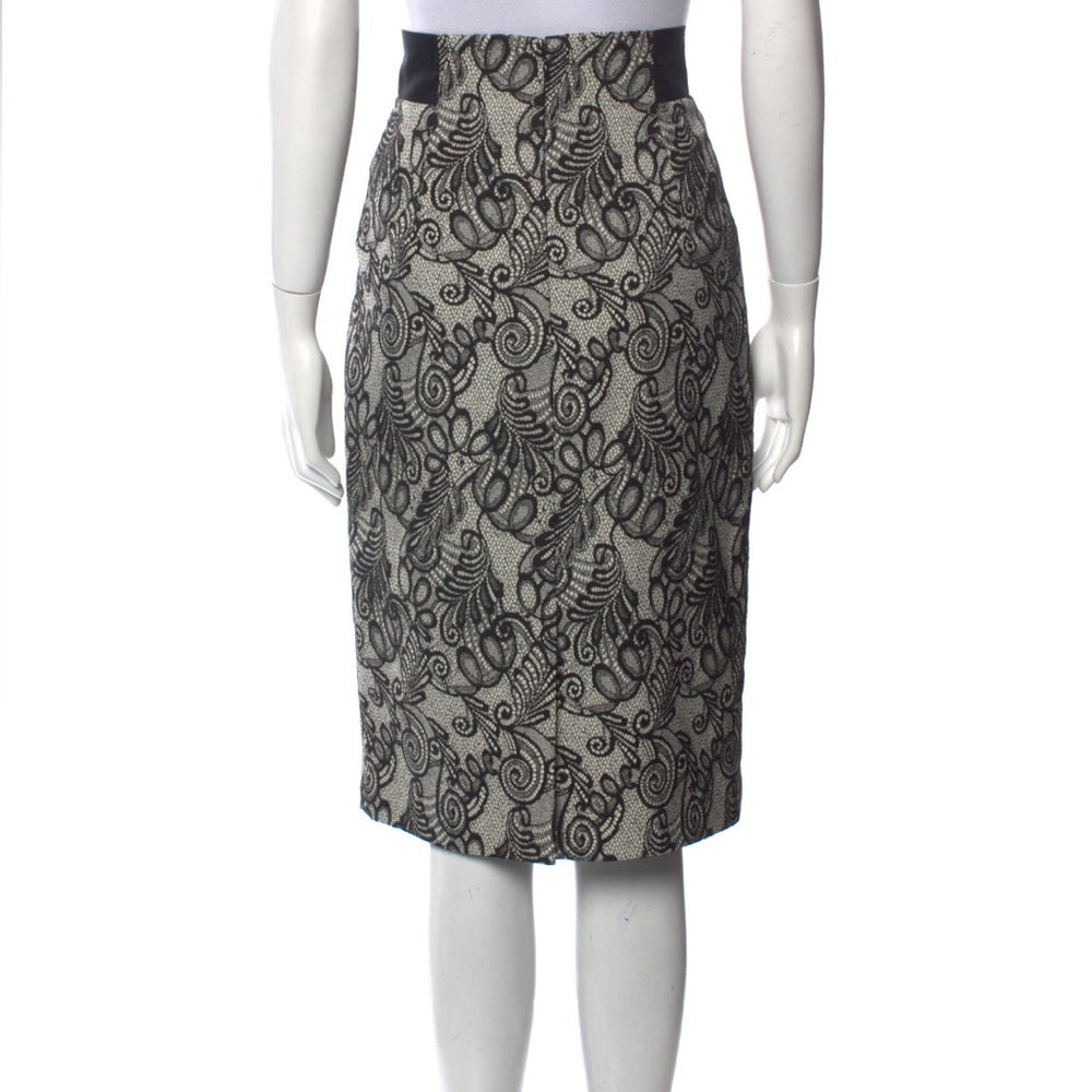 Bill Blass New York, black/ivory lace high waisted skirt with pockets, size 10