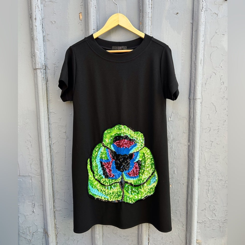 Giles Deacon Black sequin Shift Dress, Size M