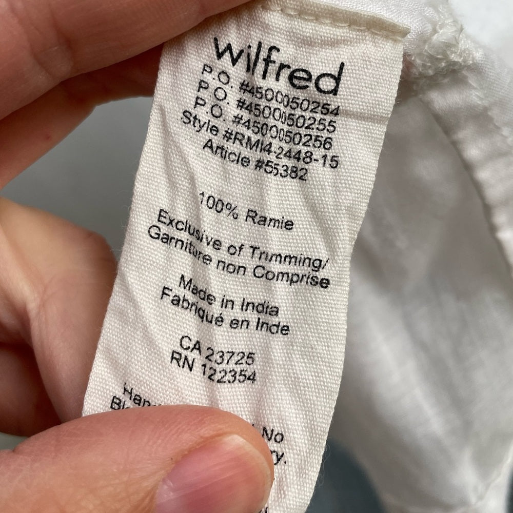 Aritzia Wilfred White Boho Sleeveless Tank, Size Medium