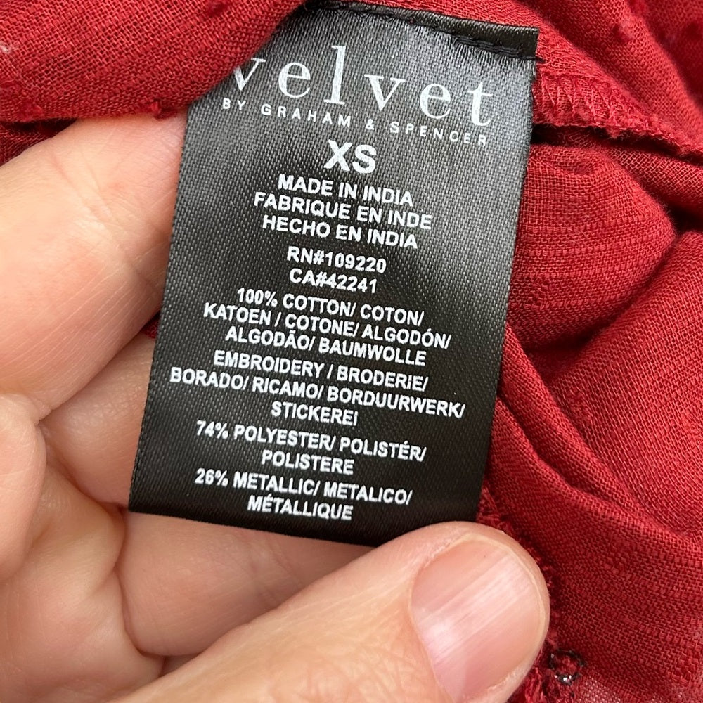 Velvet Raina Cotton Blouse, Size XS