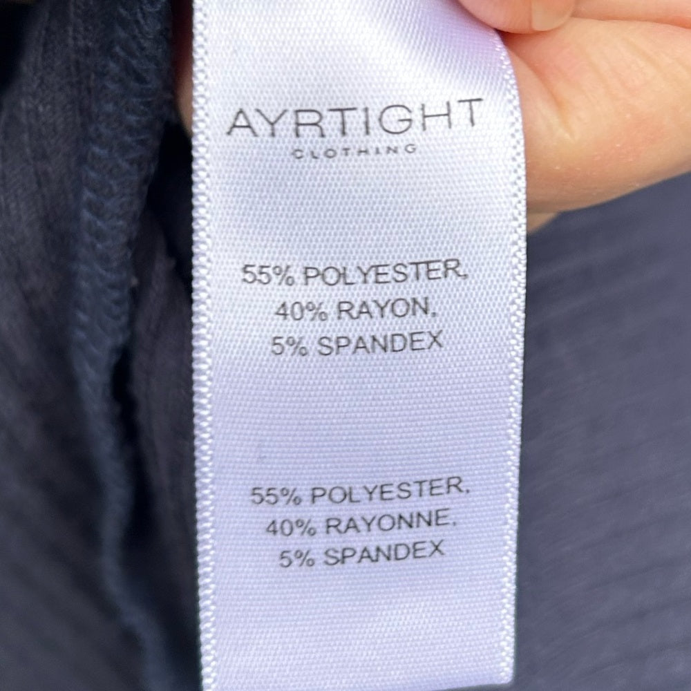 Ayrtight Modern Blue Grey Ribbed Trapeze Dress, Large