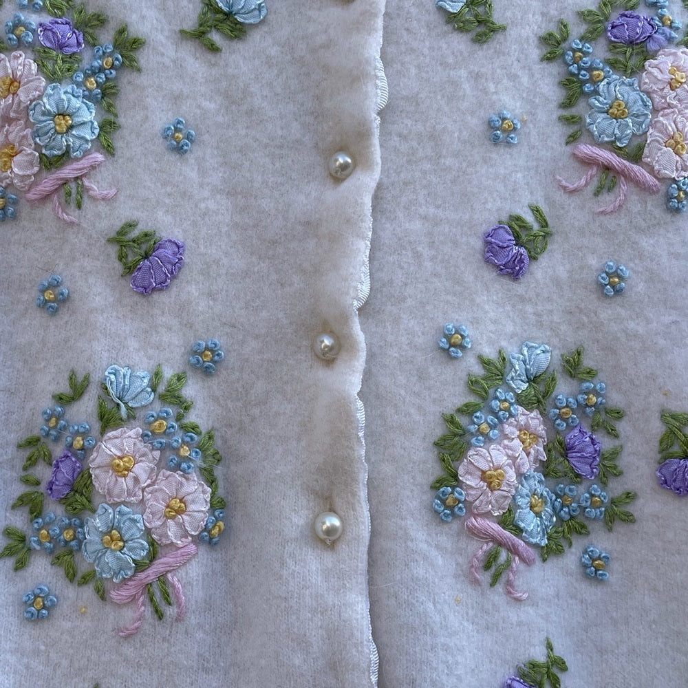 Vintage Simpsons Appliqué Lambswool Angora Cardigan Sweater, 2-3 years old