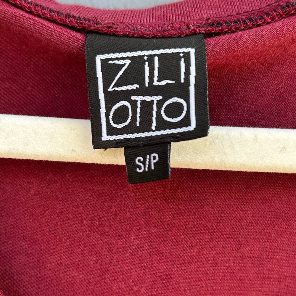 Ziliotto Maroon Long Sleeve v Neck Tee Dress, size S