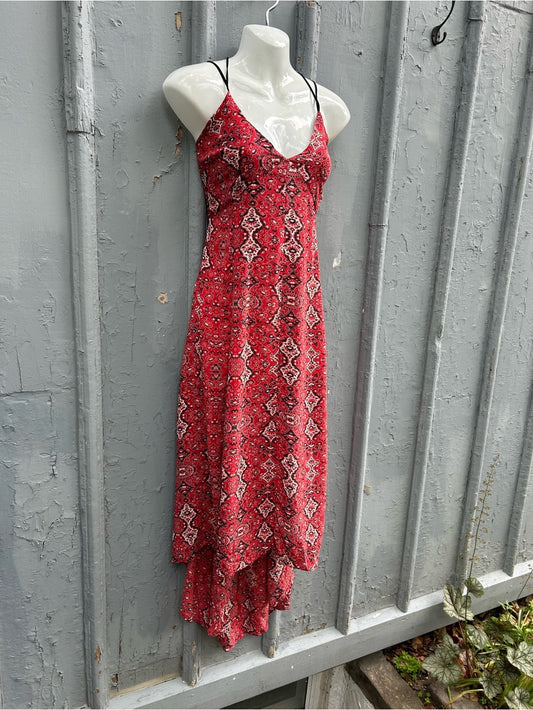 Greylin Red Paisley Silk Maxi dress, size M