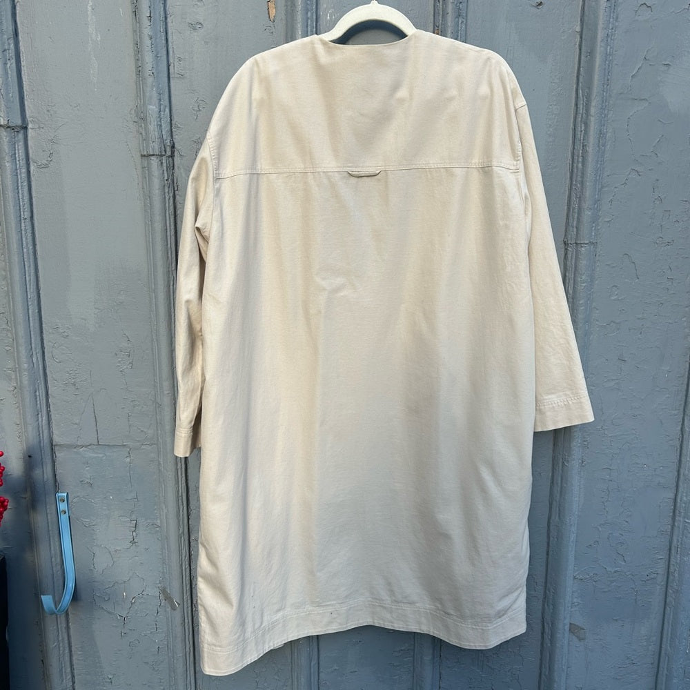 COS Organic Cotton Collarless Coat, Small