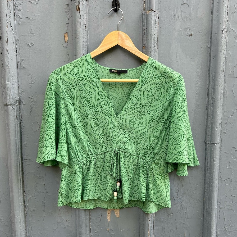 Maje Limaro Graphic-Print Woven Blouse, size 1 (Small)