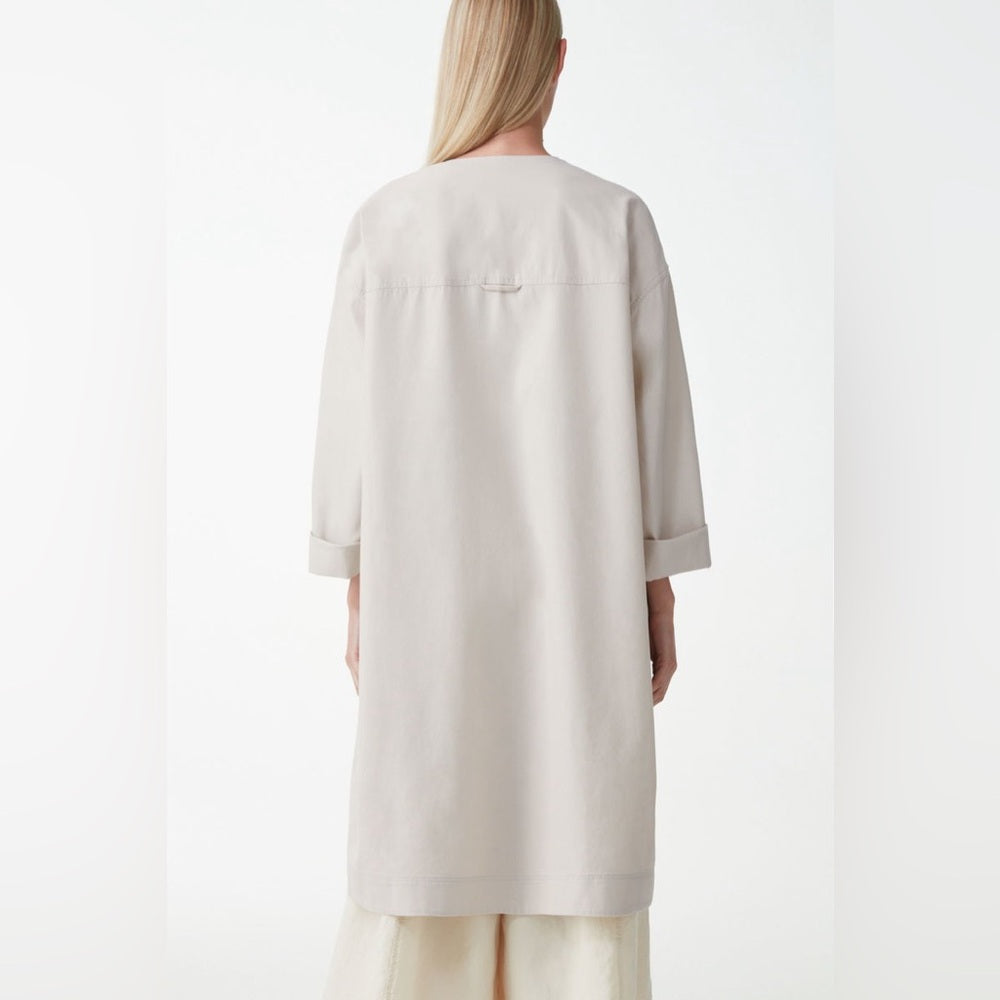 COS Organic Cotton Collarless Coat, Small
