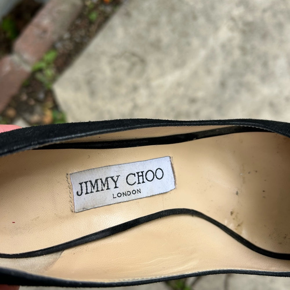 Jimmy Choo Jasmine Black Suede pump with crystals, size 37
