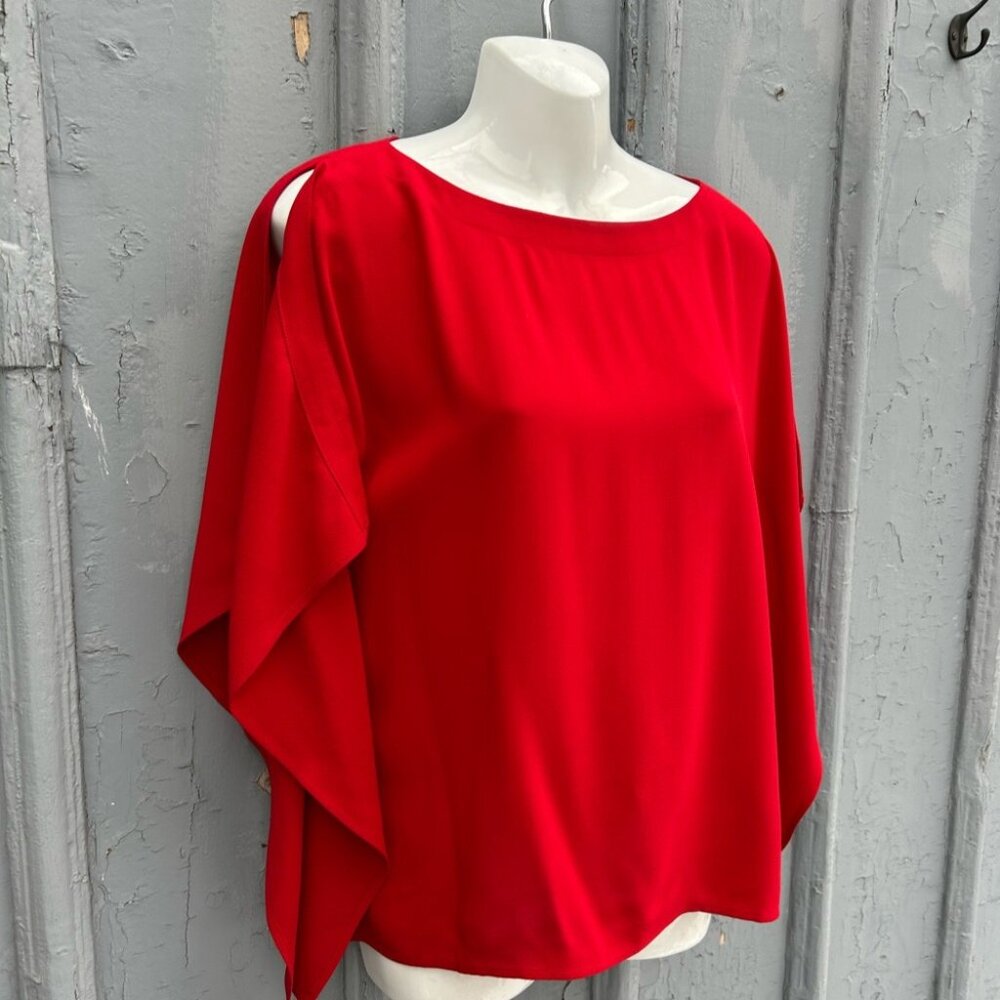 Eileen Fisher Red Cold shoulder blouse, size xxs