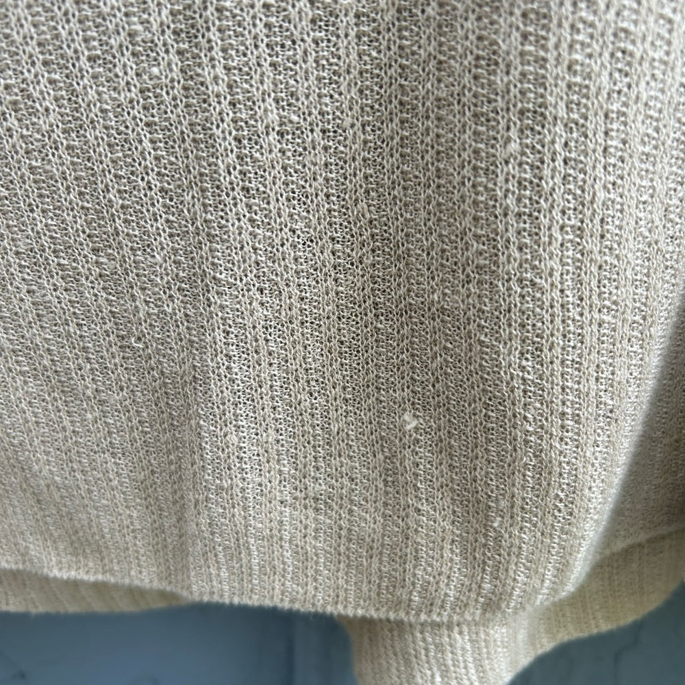 Eileen Fisher Taupe Linen Cotton Short Sleeve Cardigan, size Large