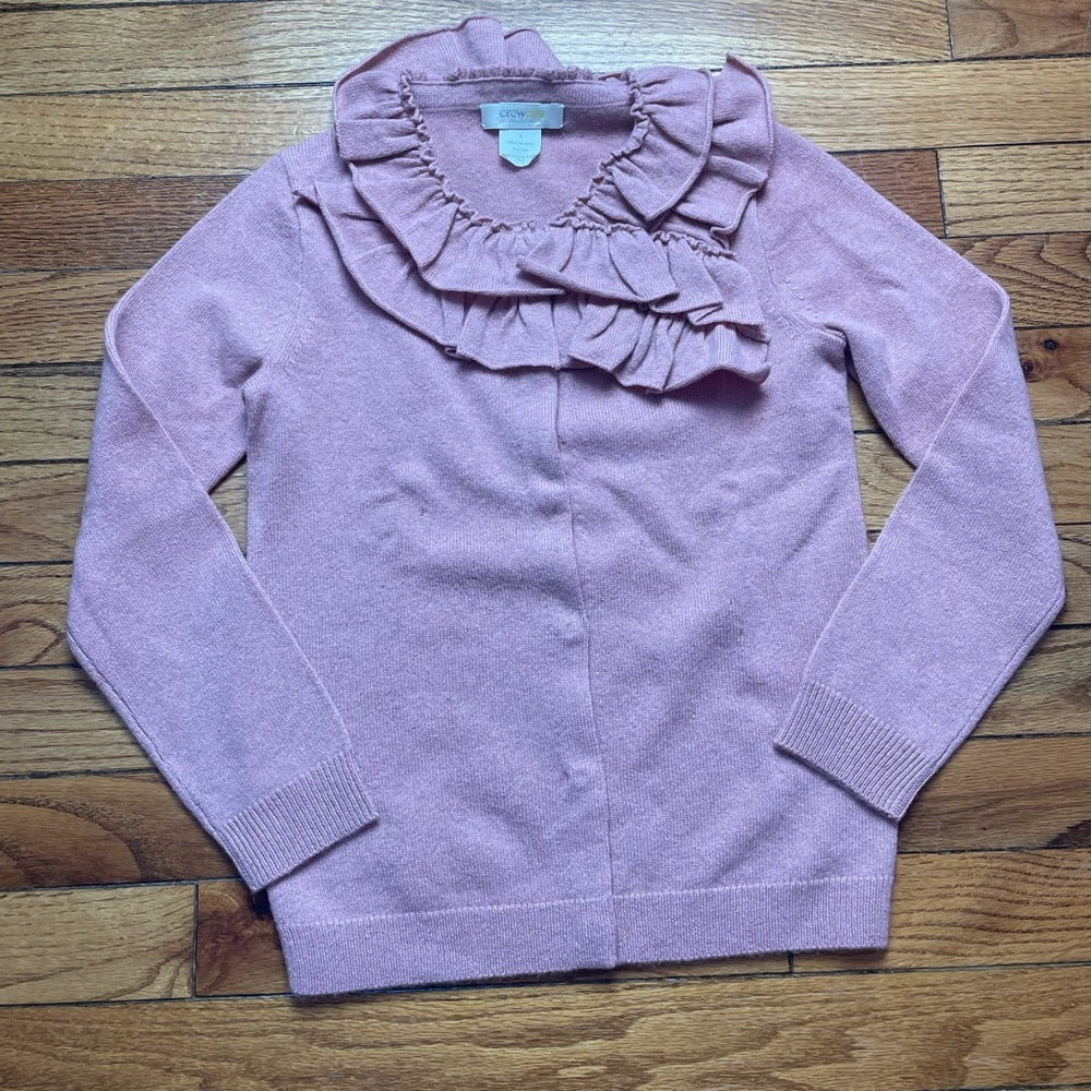 Crewcuts (J Crew) Cashmere Ruffle Front Cardigan Sweater, size 8