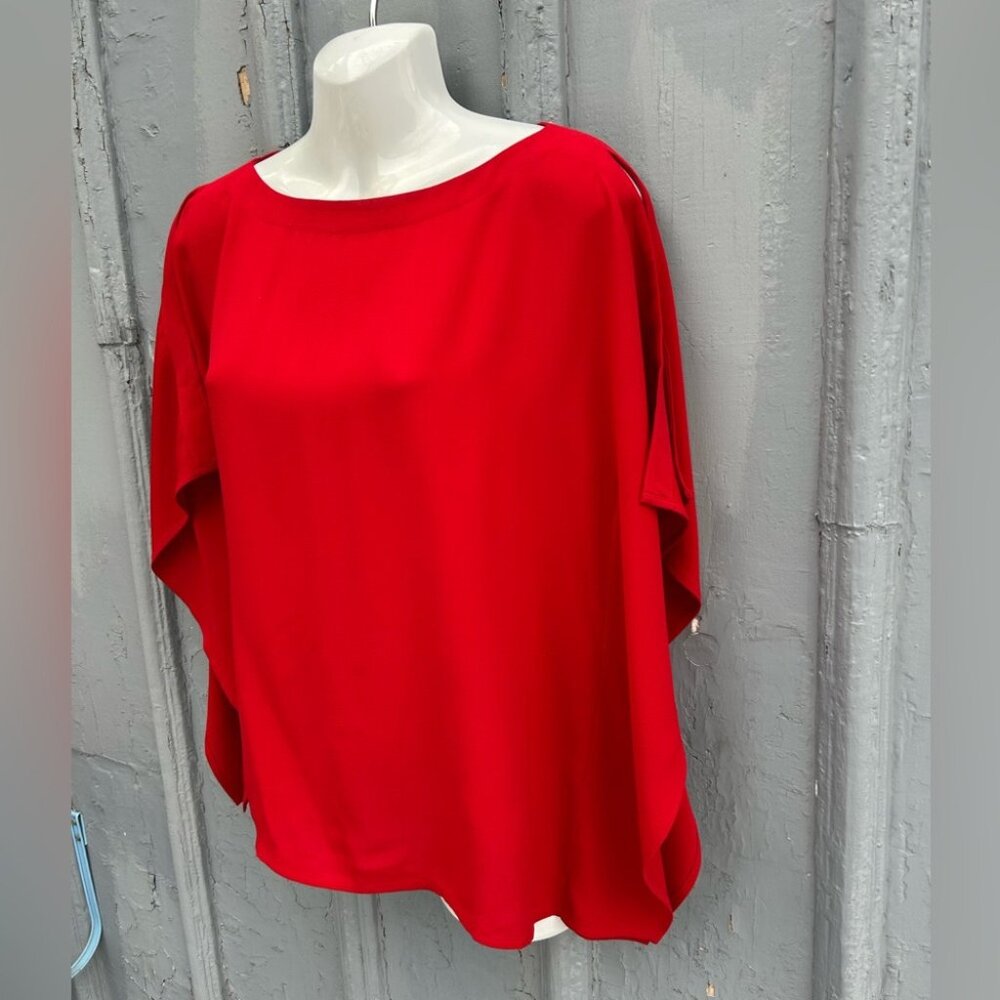 Eileen Fisher Red Cold shoulder blouse, size xxs