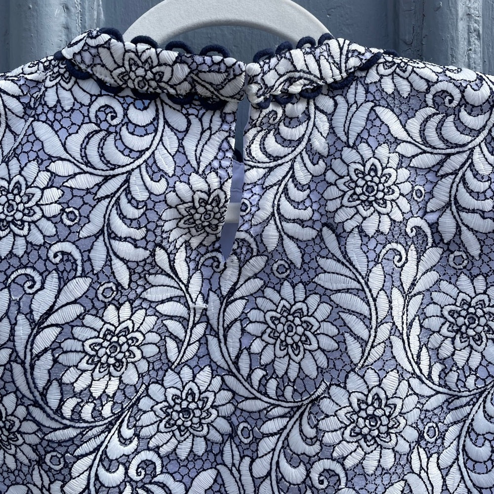 Draper James Magnolia White Floral Lace Top , size 14