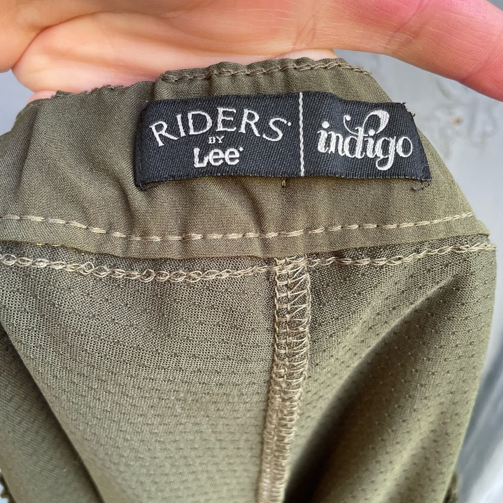 Riders by Lee Indigo Khaki Green Utility Skirt, size 16